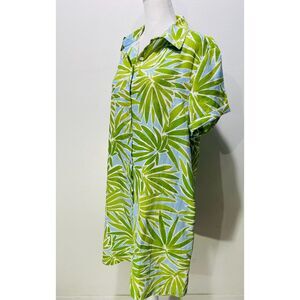 Sigrid Olsen linen dress tropical vacation resort wear colorful women S New